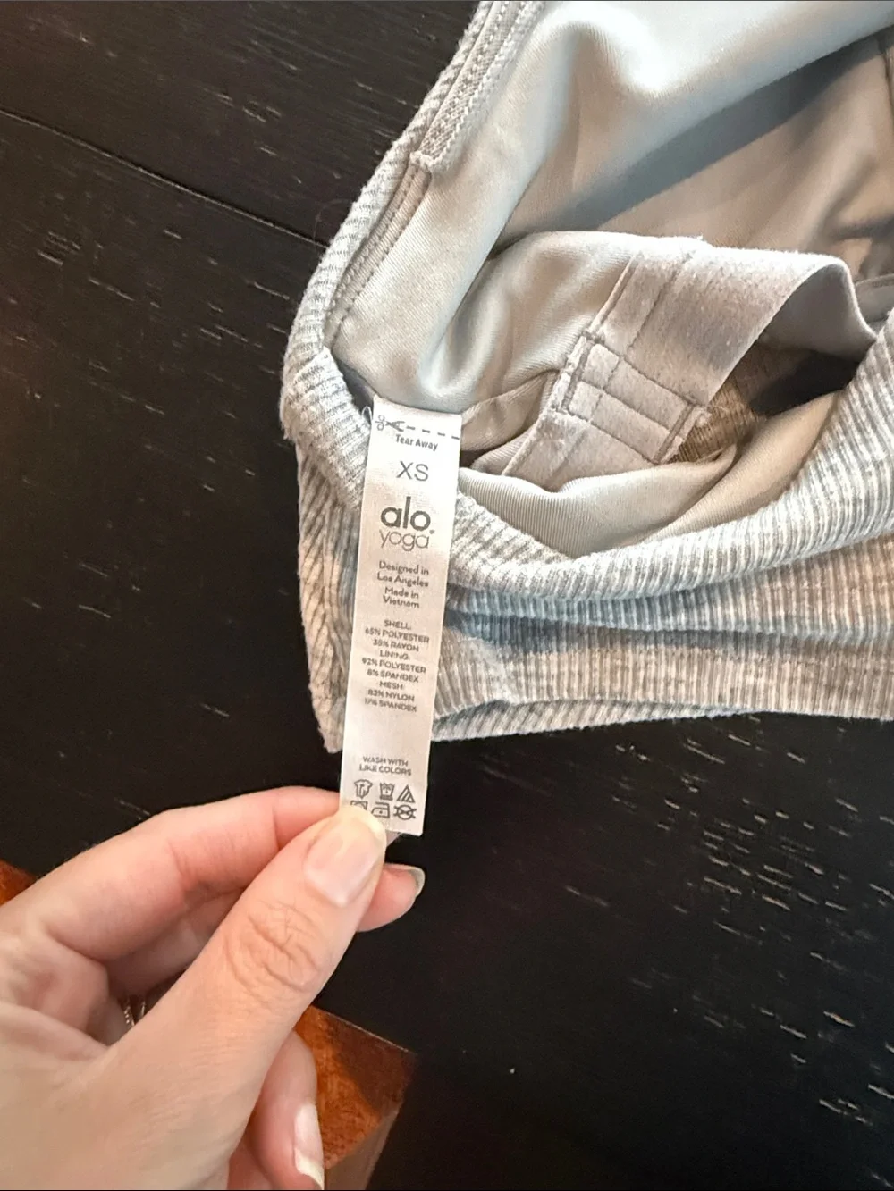 ALO Yoga Ribbed Knot Front Racerback Sports Bra - Light Gray